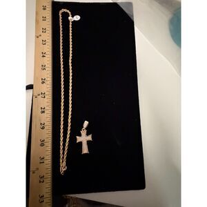 NEW 24" gold tone chain with lobster clasp and pendant -Diamond CROSS